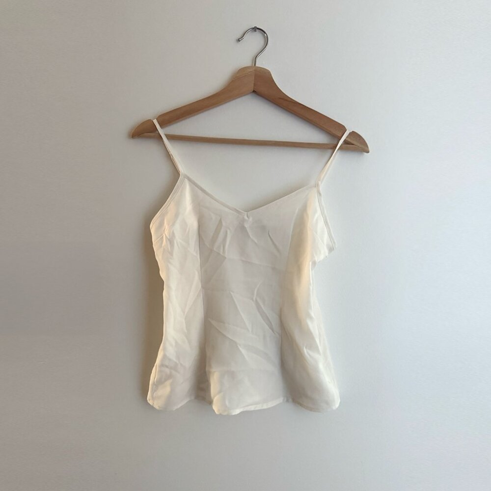 Endless Rose Silk Ivory Camisole Tank Top – Minimalist Slip Style, Size XS